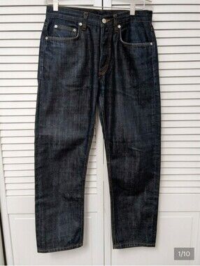 Sandro Paris Straight Selvedge Raw Jeans in Dark Indigo